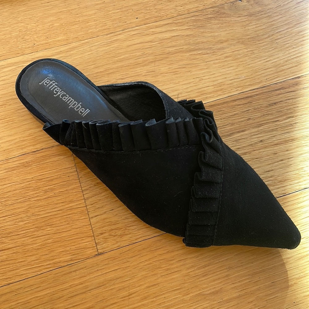 JEFFREY CAMPBELL SUEDE MULES MINI HEEL